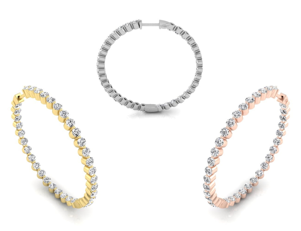 vimg:FJ3883|vimg:FJ3890|vimg:FJ3242|14K Round Diamond Hoop Earrings — 3 COLOR