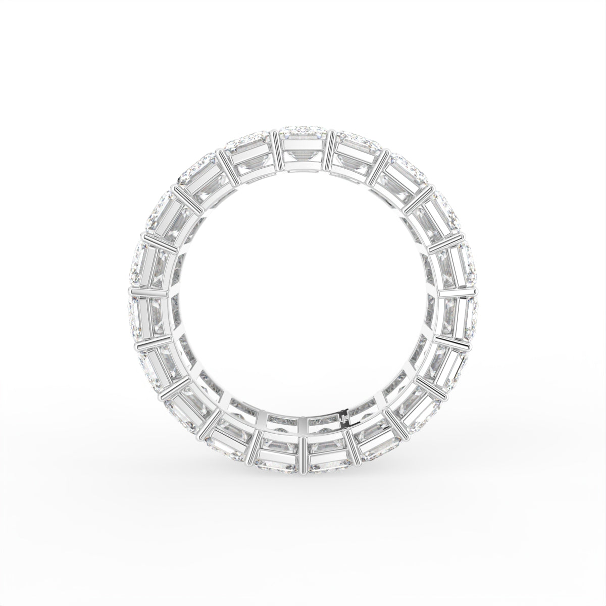 vimg:FJ3909|vimg:FJ4064|vimg:FJ4061|vimg:FJ4062|14K White Gold Eternity Emerald Diamond Ring — SIDE