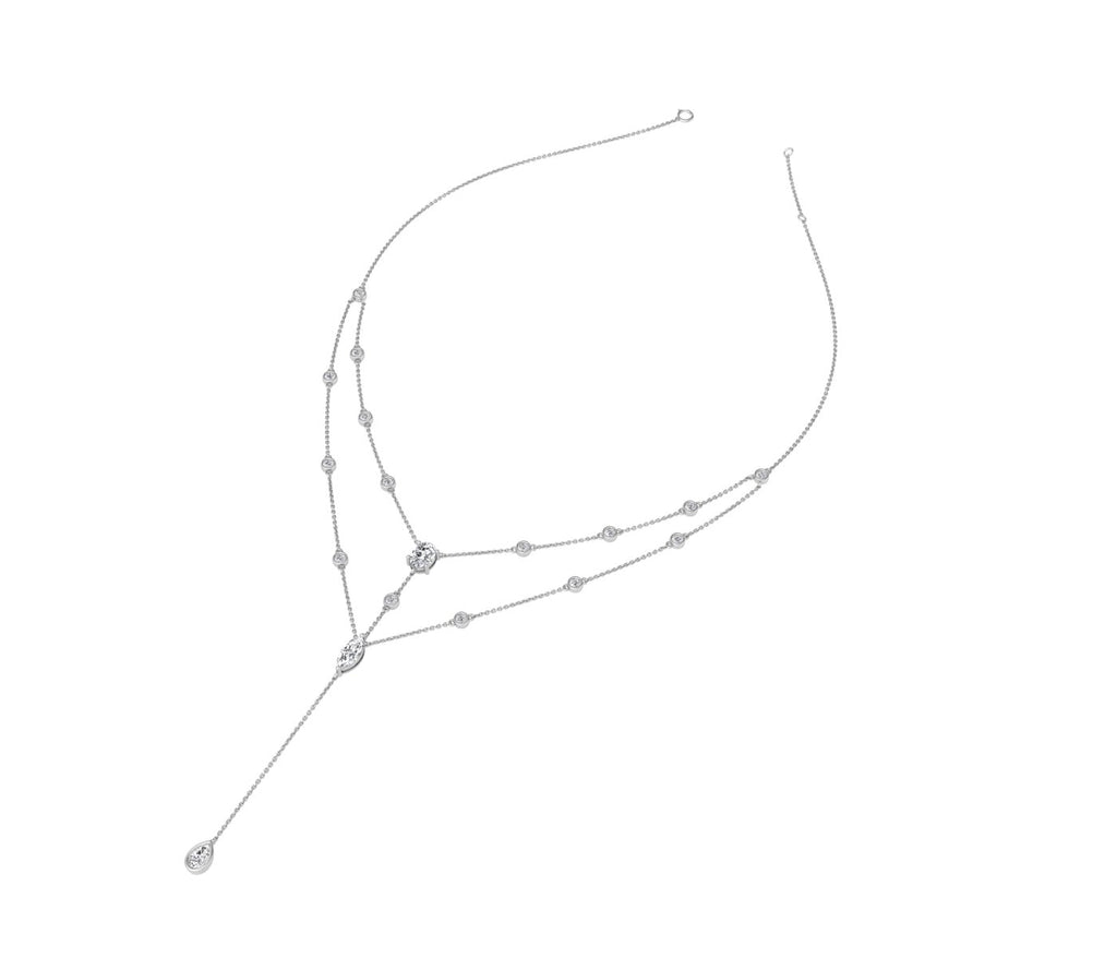 18K Cluster Diamond Pendant Necklace — 3D VIEW