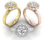 18K Halo Round Diamond Solitaire Ring — 3 COLOR