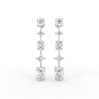 18K White Gold Round Diamond Drop Earrings — TOP