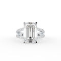 18K Shoulder Set Emerald Cut Diamond Ring — TOP