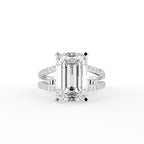 18K Shoulder Set Emerald Cut Diamond Ring — TOP