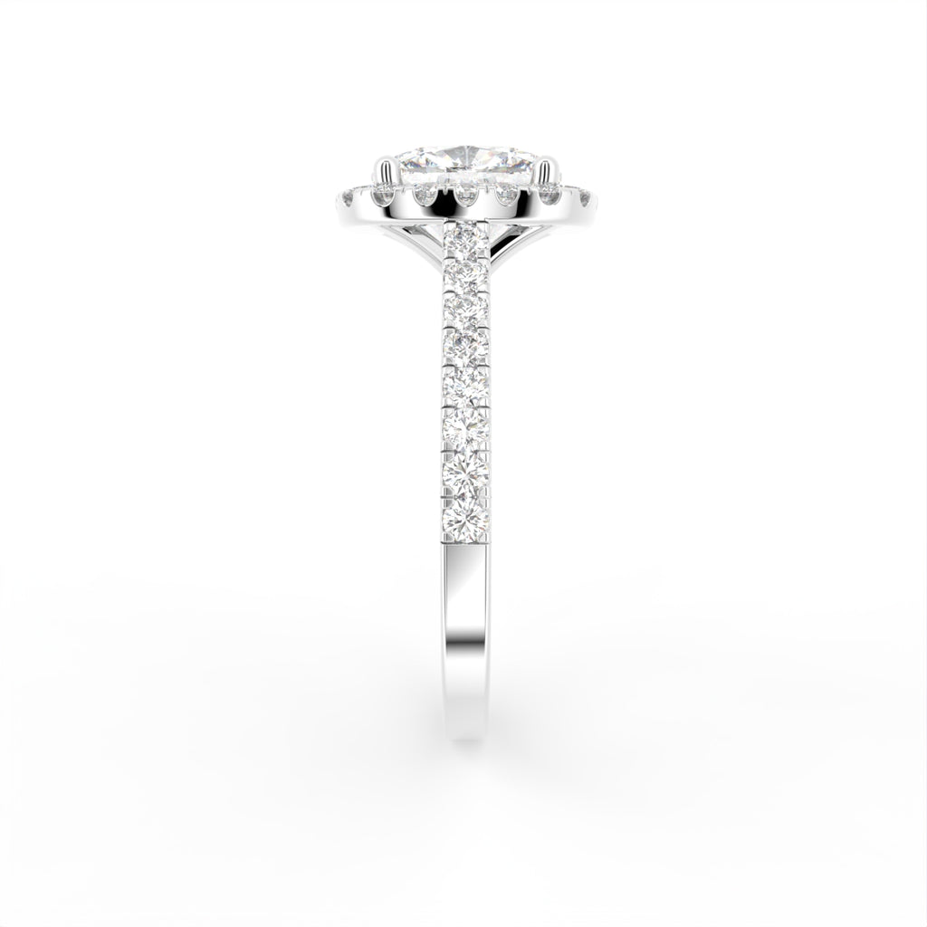 18K White Gold Halo Asscher Diamond Ring — SIDE