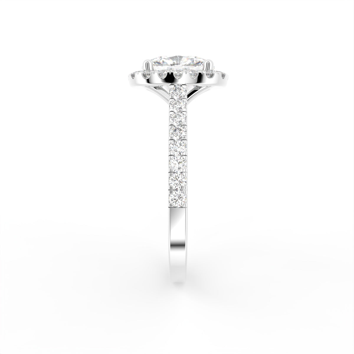 18K White Gold Halo Asscher Diamond Ring — SIDE