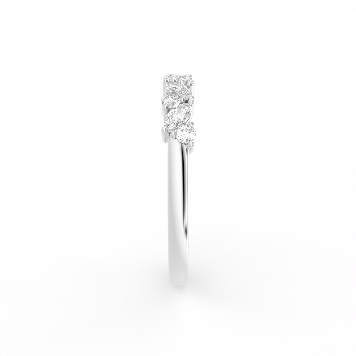 18K Eternity Round Marquise Diamond Ring — SIDE