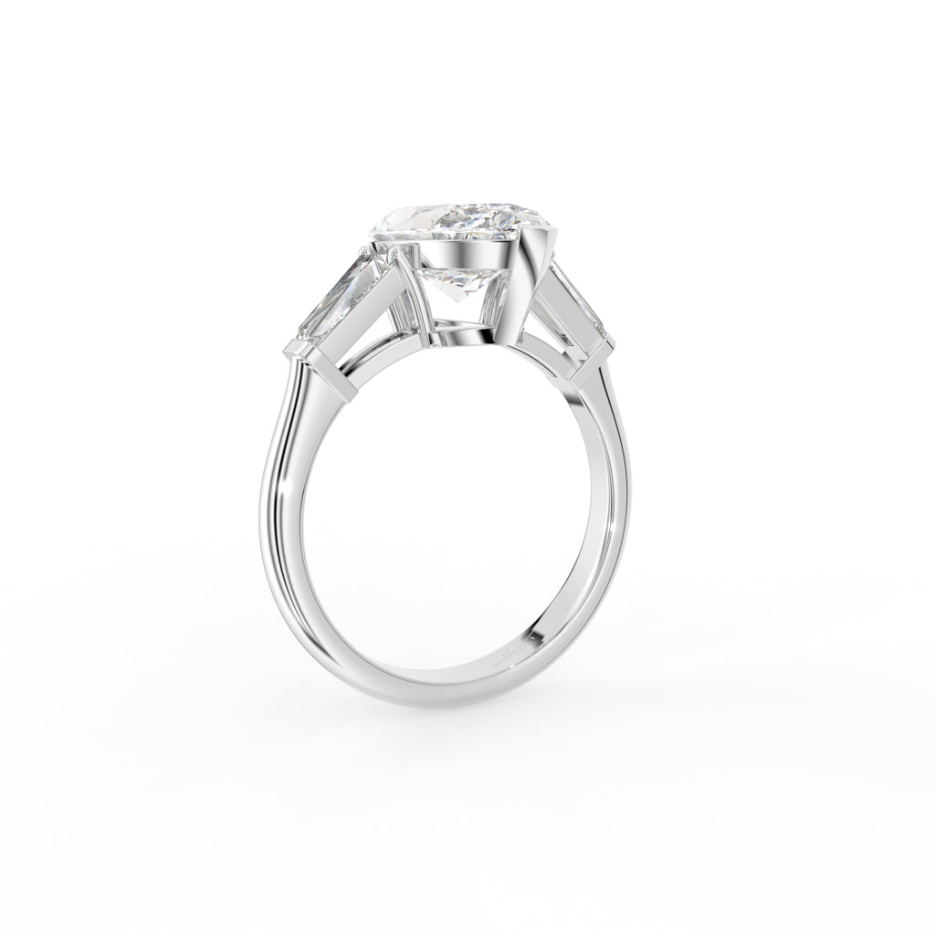 18K Trilogy Marquise Diamond Engagement Ring — 3D VIEW
