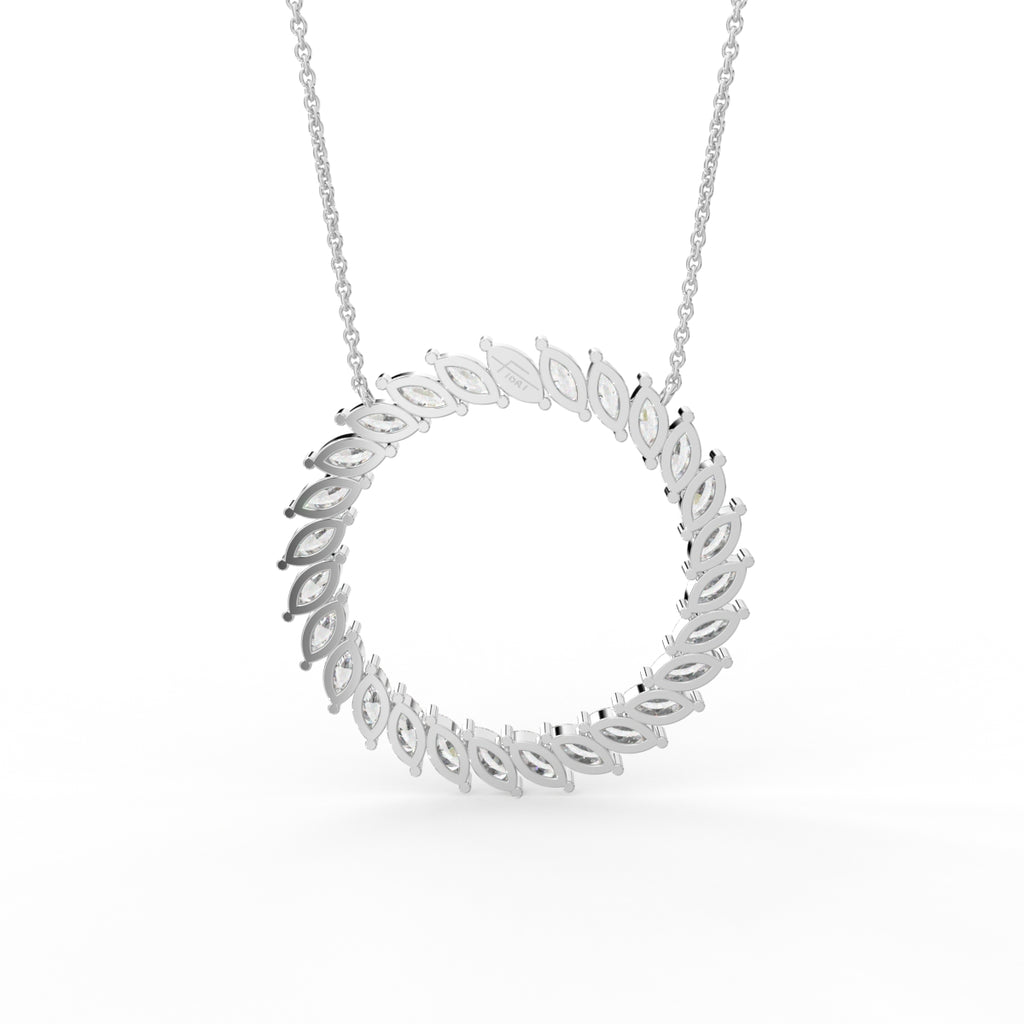 18K White Gold Geometric Marquise Diamond Pendant — BACK