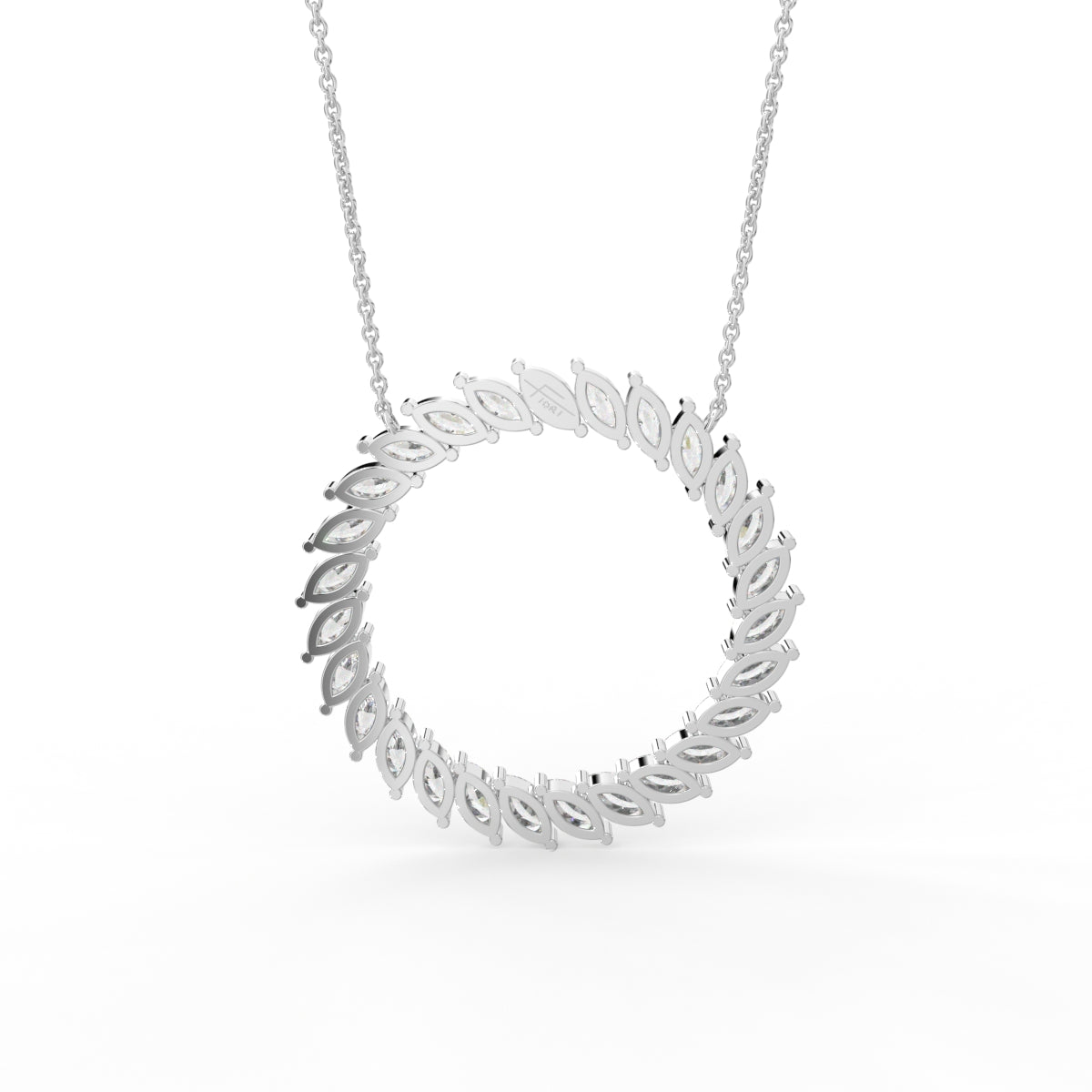 18K White Gold Geometric Marquise Diamond Pendant — BACK