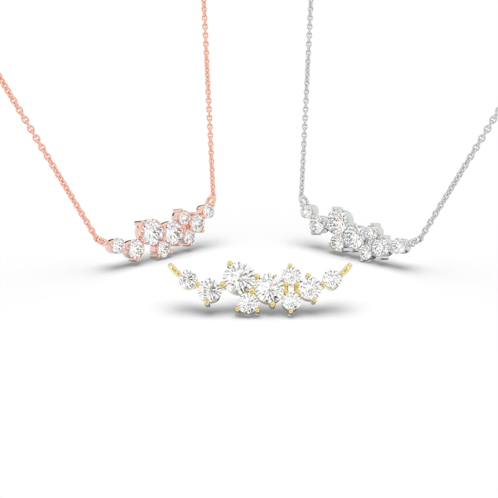 18K Geometric Cluster Round Diamond Pendant — 3 COLOR