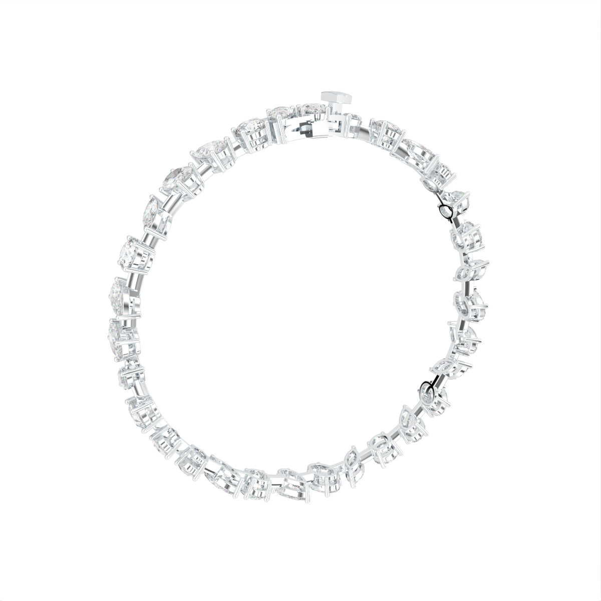 18K Multi Shape Diamond Bracelet — 3D VIEW