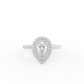 18K Halo Pear Diamond Ring — TOP