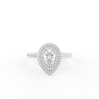 18K Halo Pear Diamond Ring — TOP
