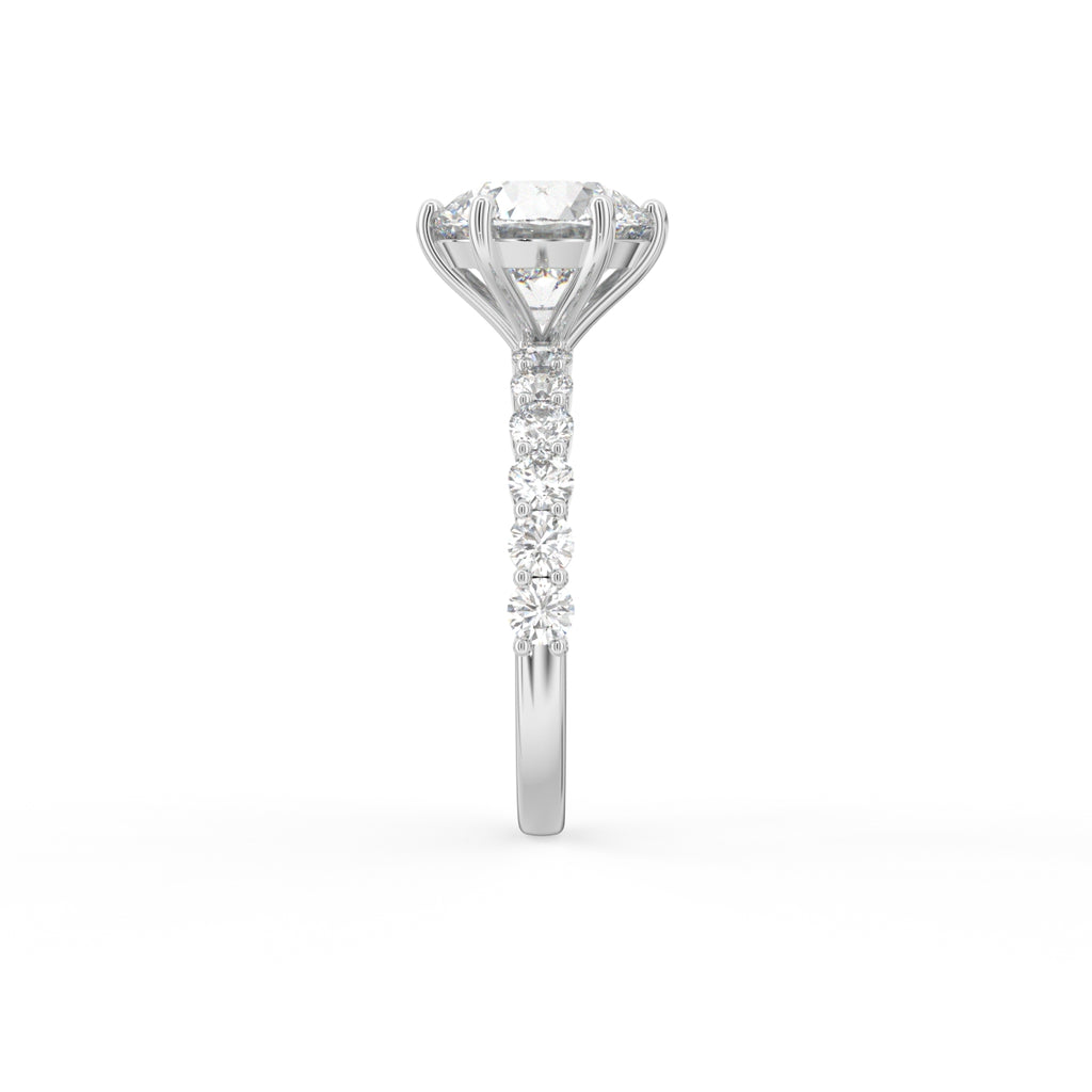 18K Round Diamond Engagement Solitaire Ring — SIDE