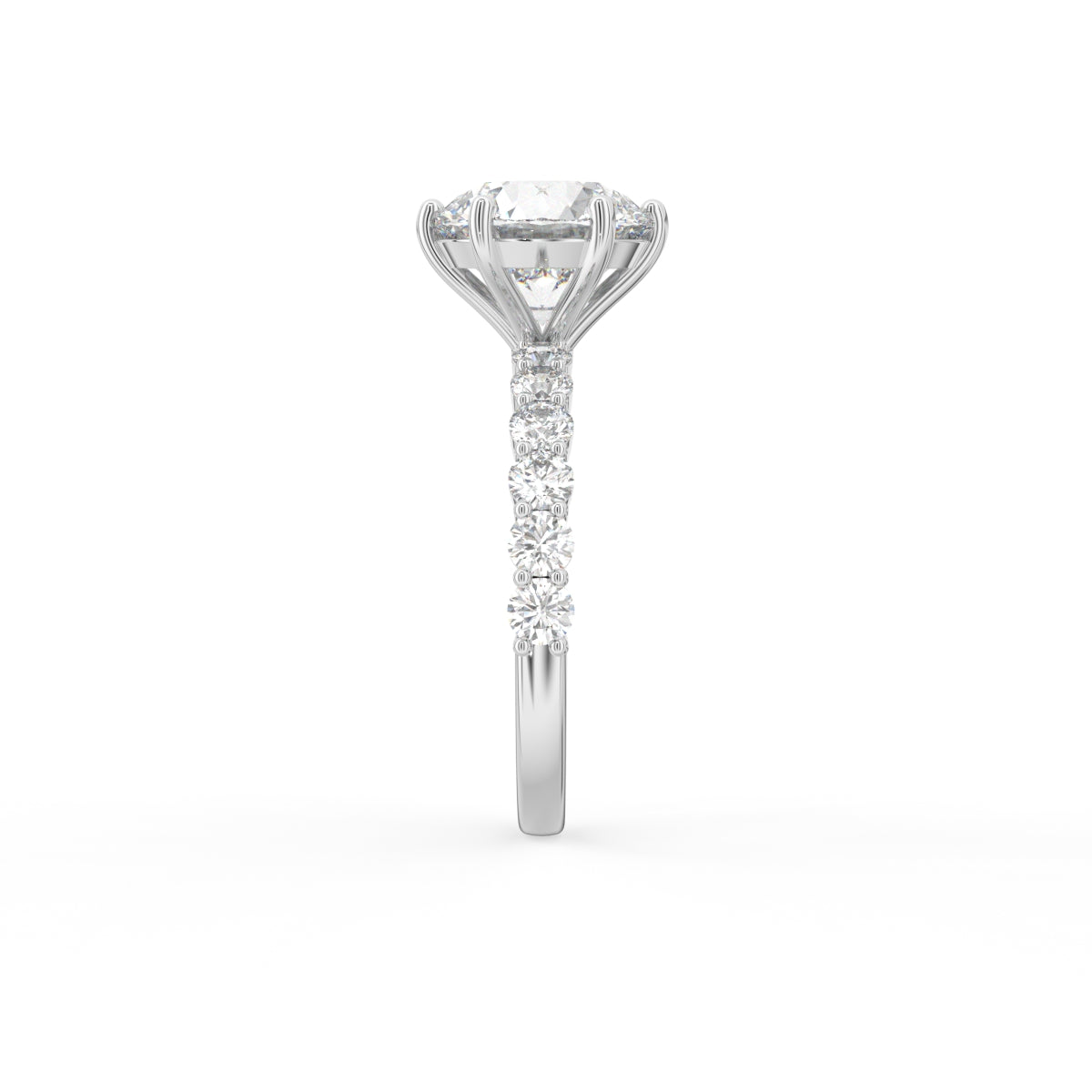 18K Round Diamond Engagement Solitaire Ring — SIDE