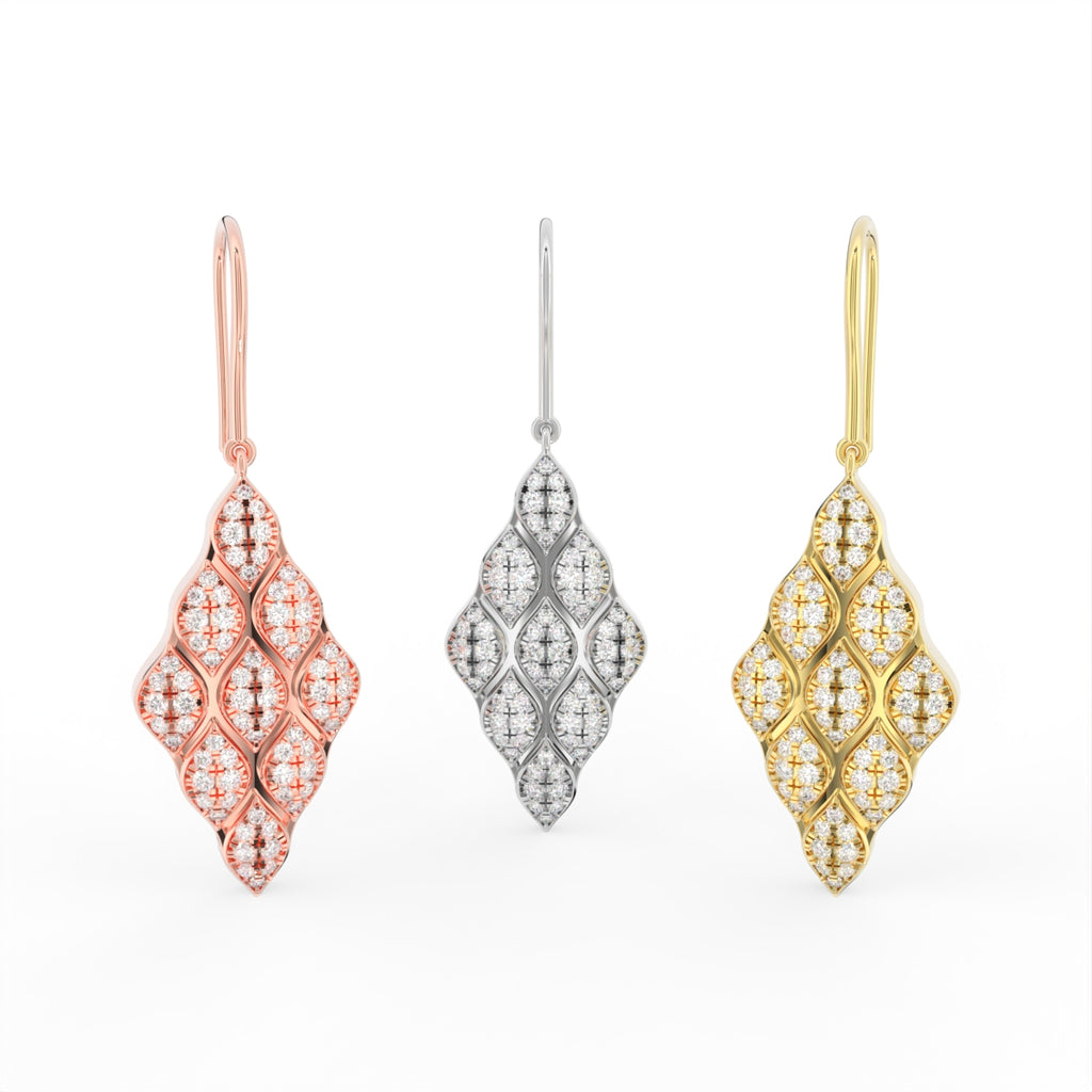 Sterling Silver Round Diamond Earrings — 3 COLOR