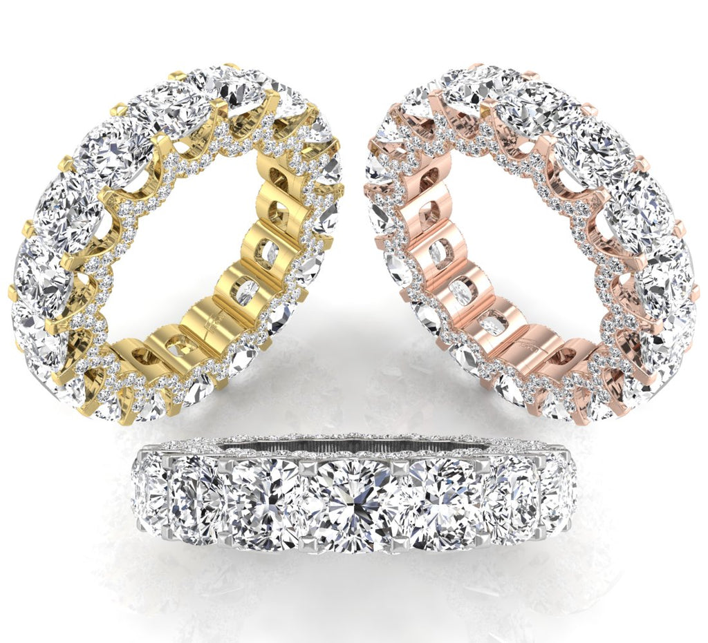 18K Full Eternity Round Diamond Ring — 3 COLOR