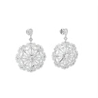 18K Floral Lab Grown Diamond Drop Earrings — 3D VIEW
