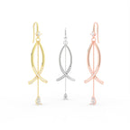 Sterling Silver Diamond Earrings — 3 COLOR