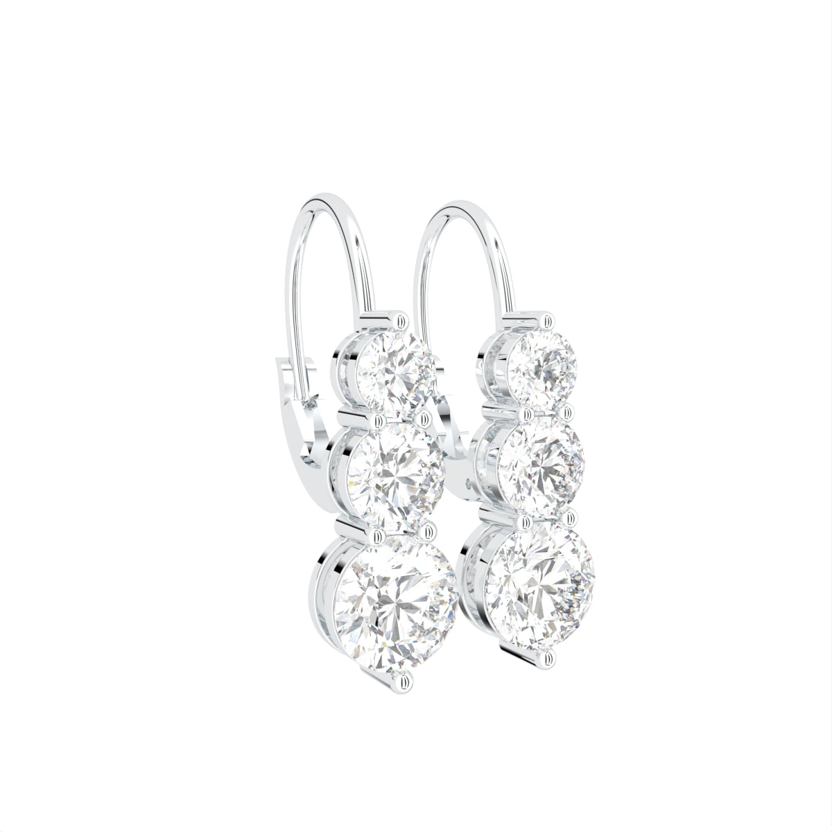 18K Diamond Drop Earrings — 3D VIEW