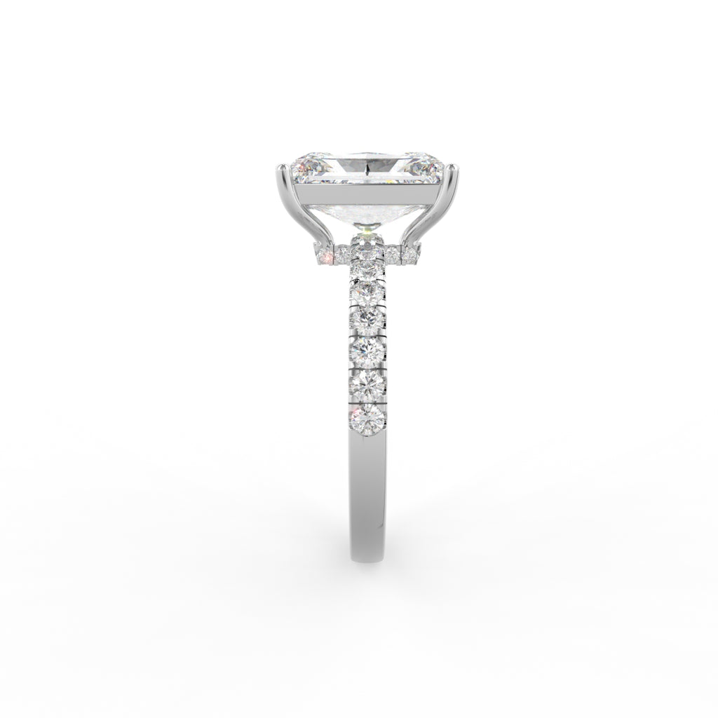 18K Solitaire Radiant Diamond Engagement Ring — SIDE