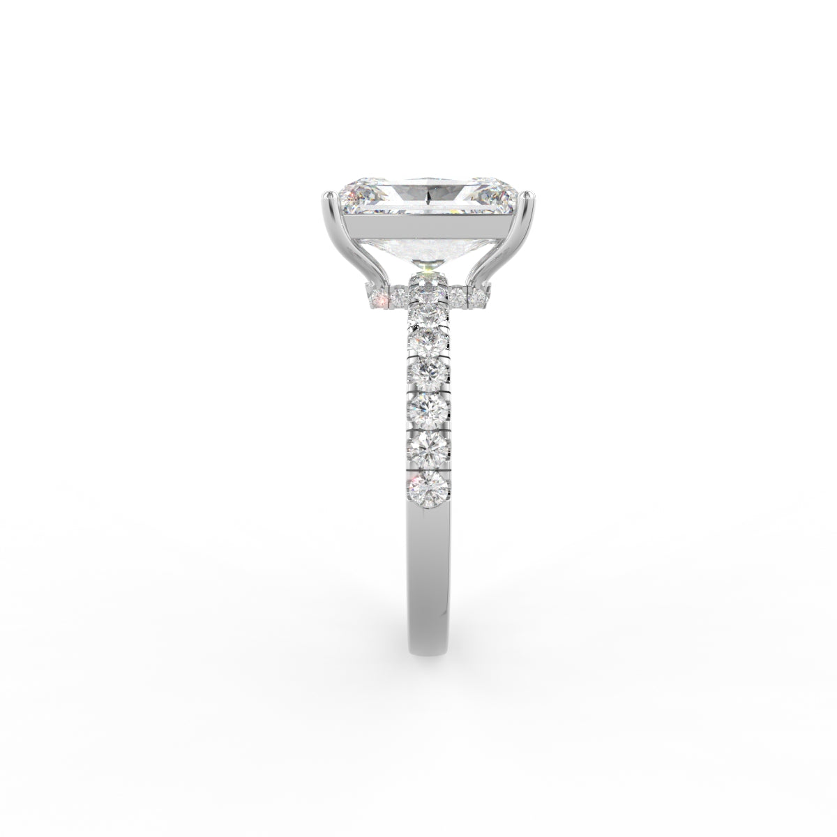 18K Solitaire Radiant Diamond Engagement Ring — SIDE