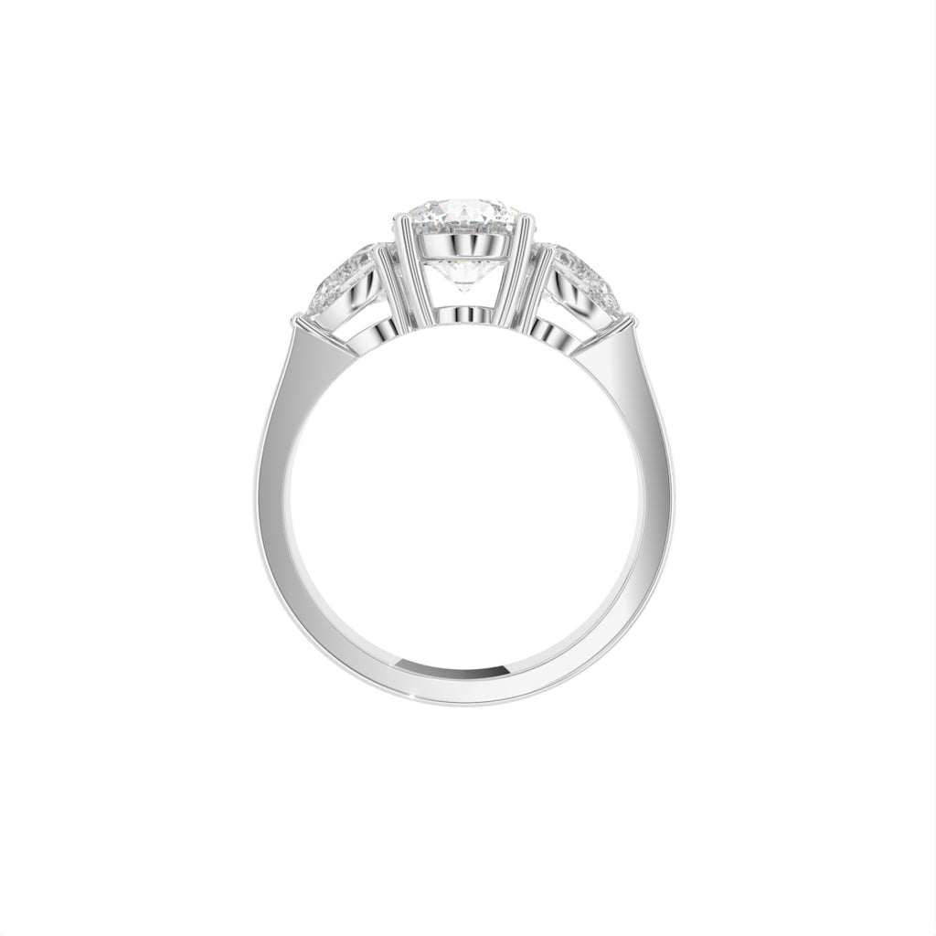 18K White Gold Trilogy Round Diamond Ring — FRONT