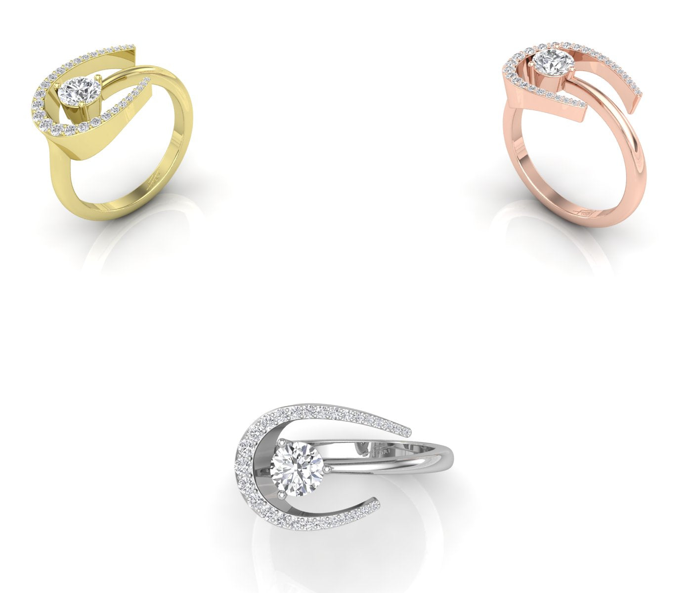 18K Bespoke Round Diamond Ring — 3 COLOR