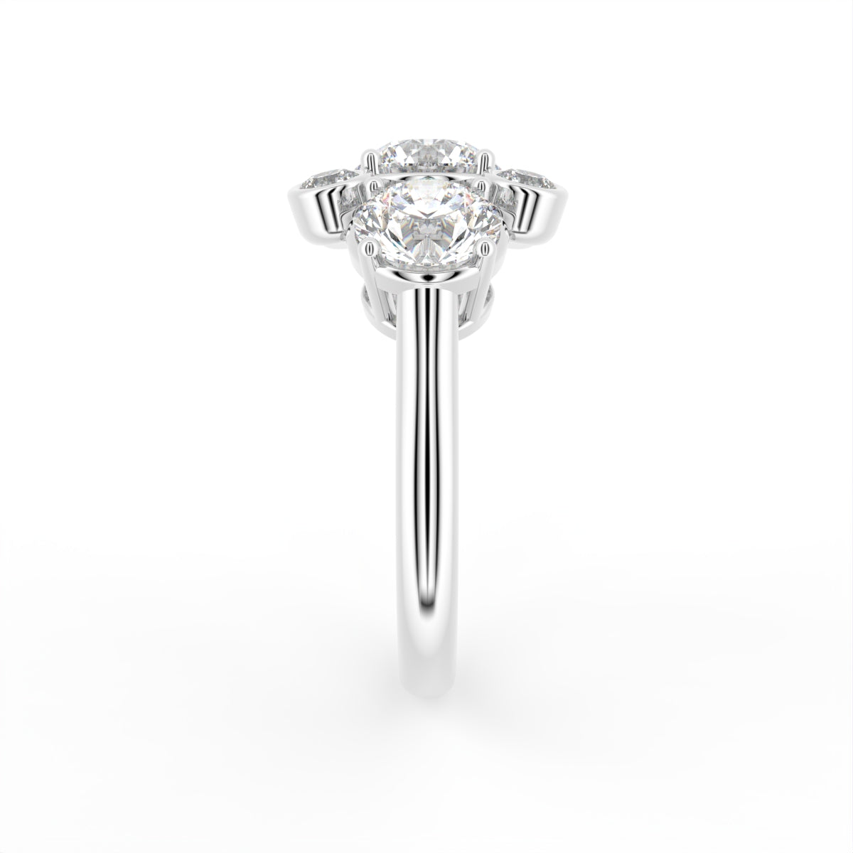 18K Bespoke Round Diamond Cocktail Ring — SIDE