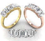 18K Solitaire Emerald Cut Diamond Ring — 3 COLOR