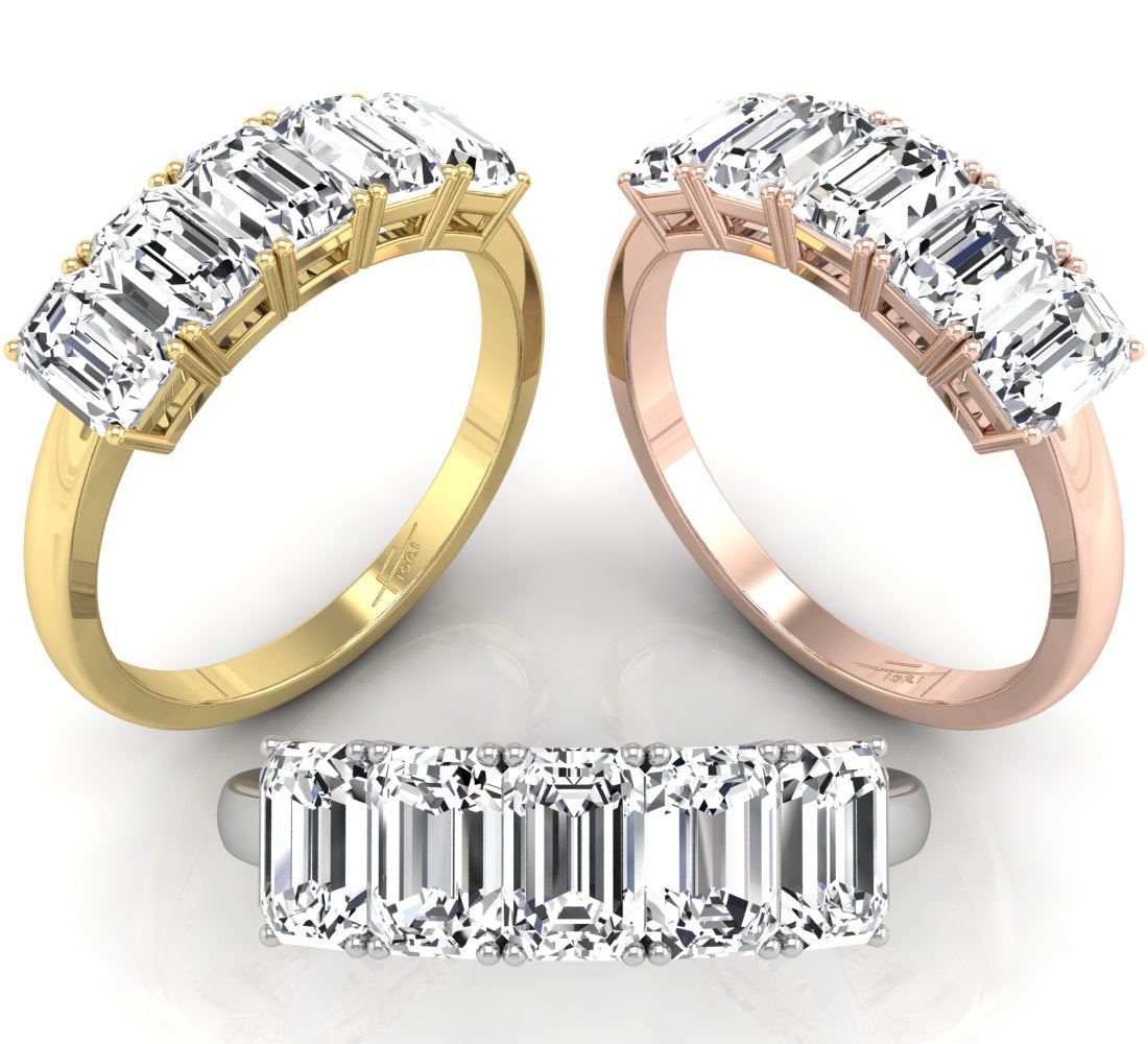 18K Solitaire Emerald Cut Diamond Ring — 3 COLOR