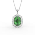 18K Halo Solitaire Emerald Diamond Pendant — FRONT