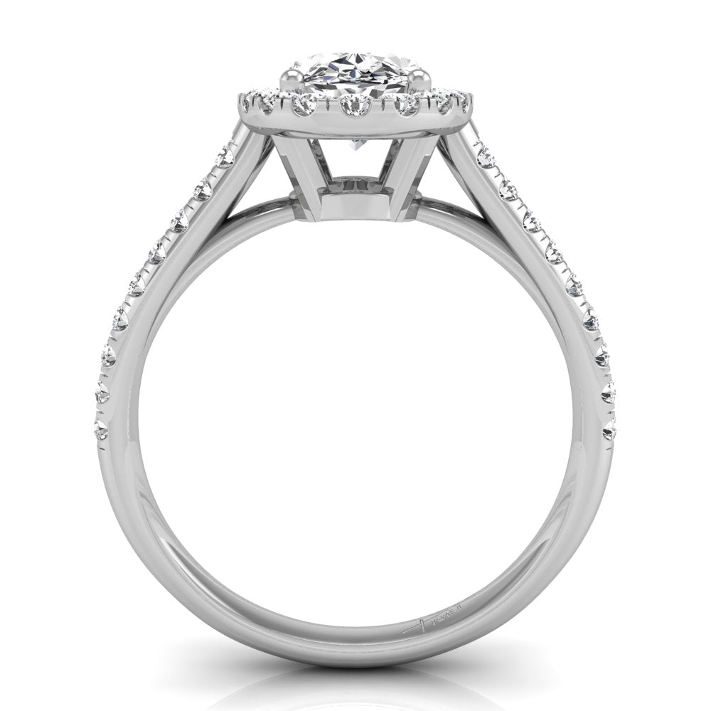 18K Halo Oval Diamond Ring — FRONT