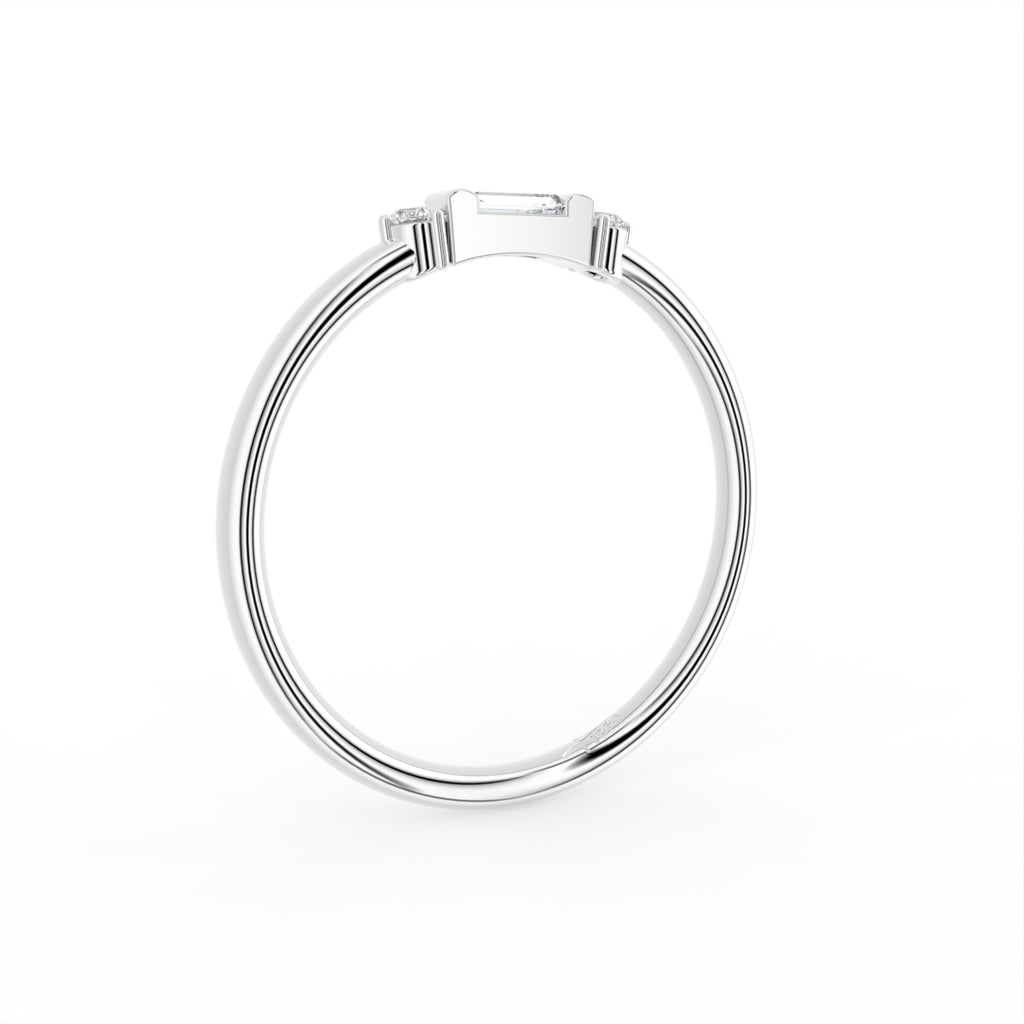 18K Rose Gold Baguette Diamond Promise Ring — 3D VIEW