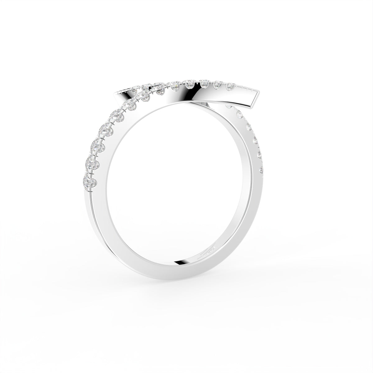 18K Rose Gold Round Diamond Open Ring — 3D VIEW