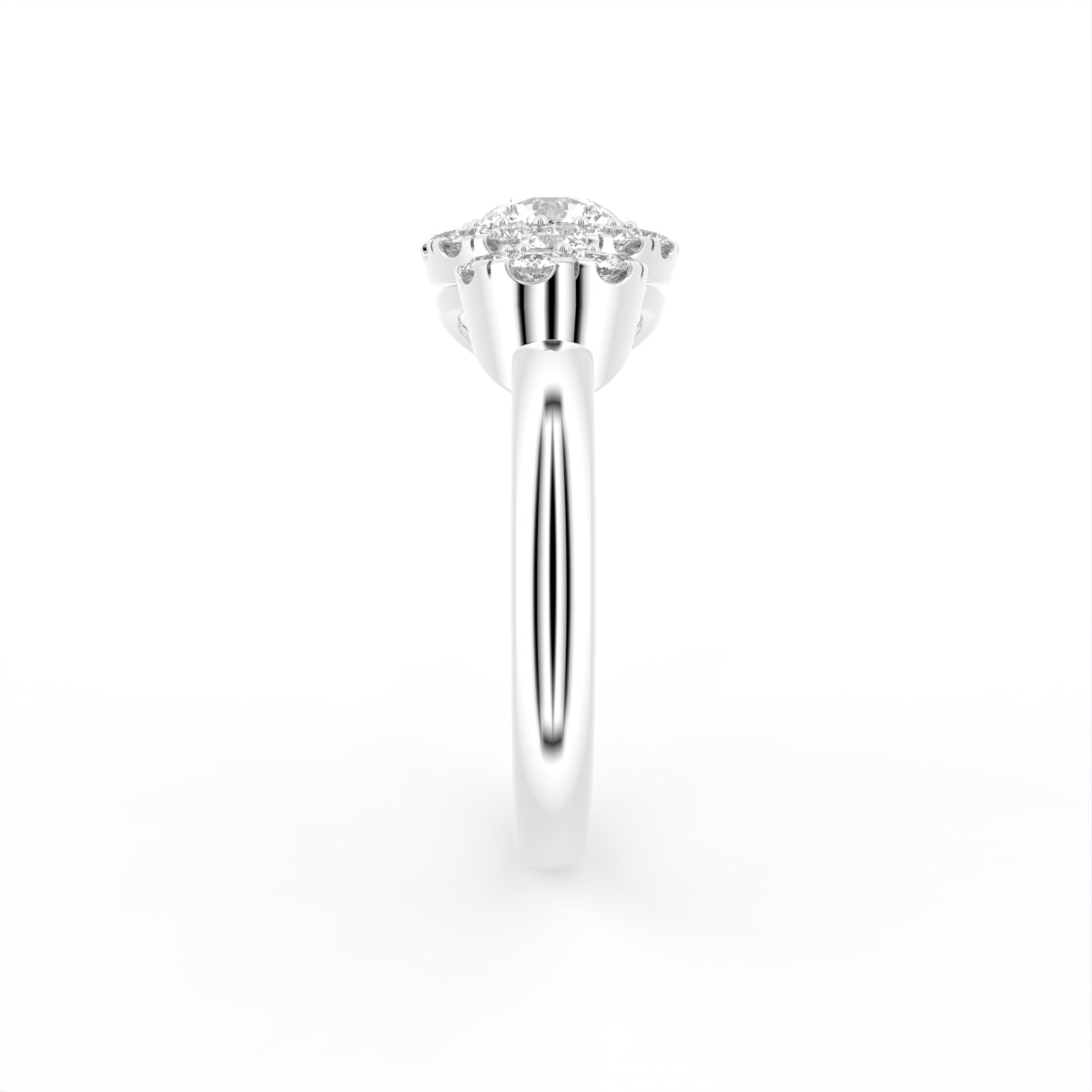 18K Bespoke Round Diamond Ring — SIDE