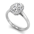 18K Halo Oval Diamond Ring — 3D VIEW