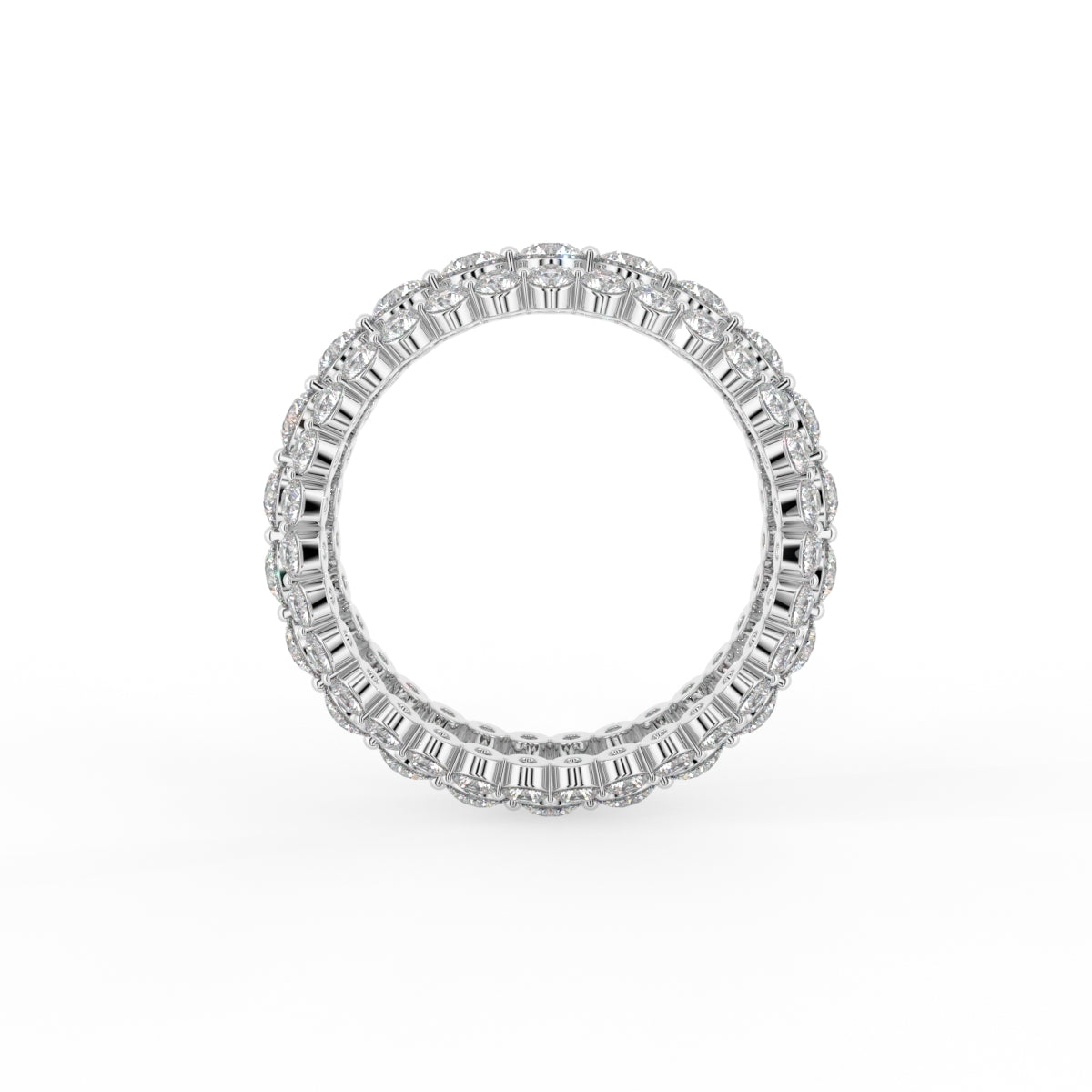 18K Yellow Gold Eternity Round Diamond Band Ring — FRONT