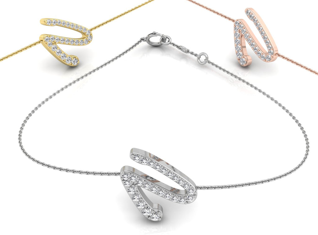 18K Alphabet Diamond Bracelet — 3 COLOR