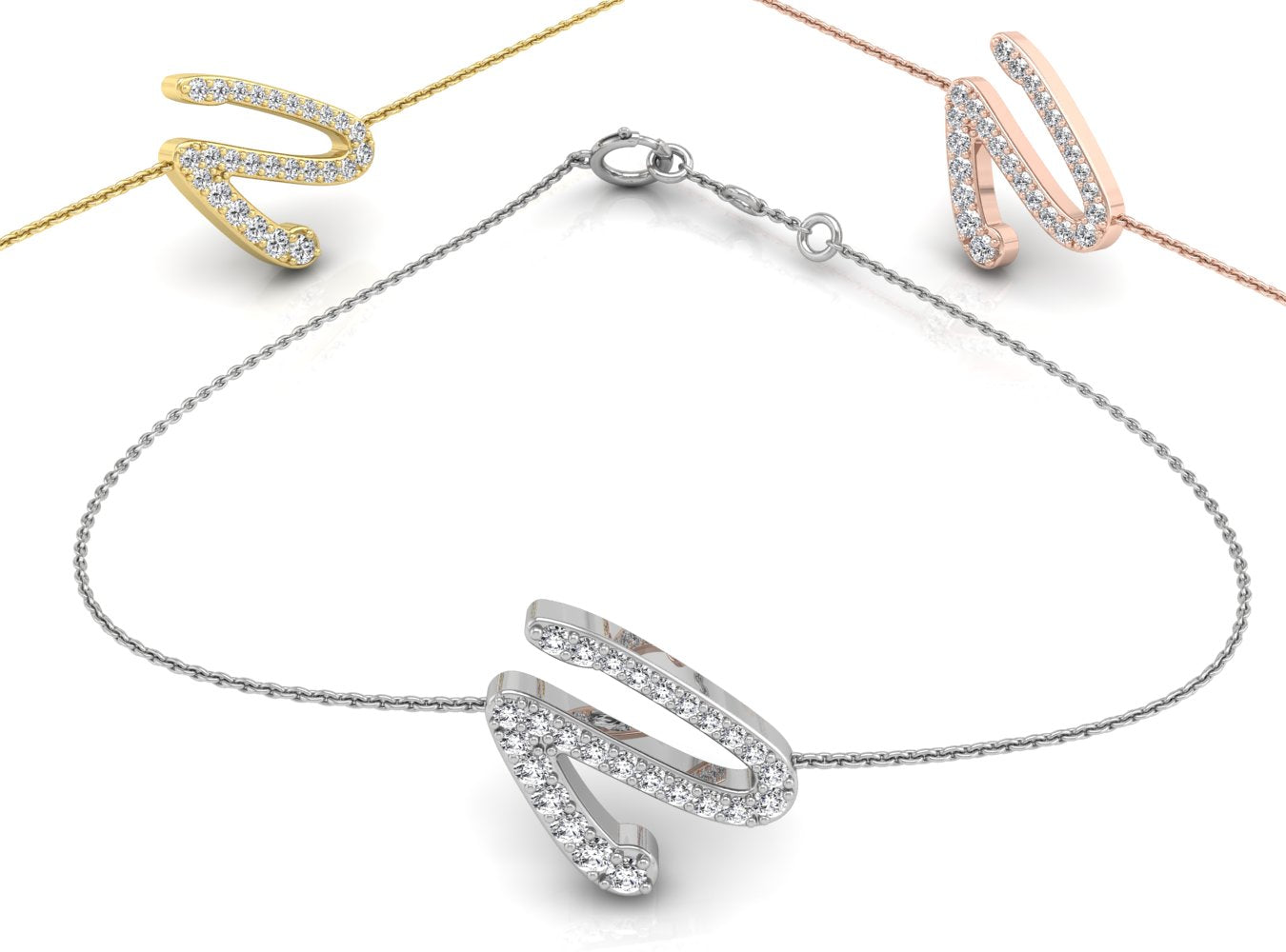 18K Alphabet Diamond Bracelet — 3 COLOR