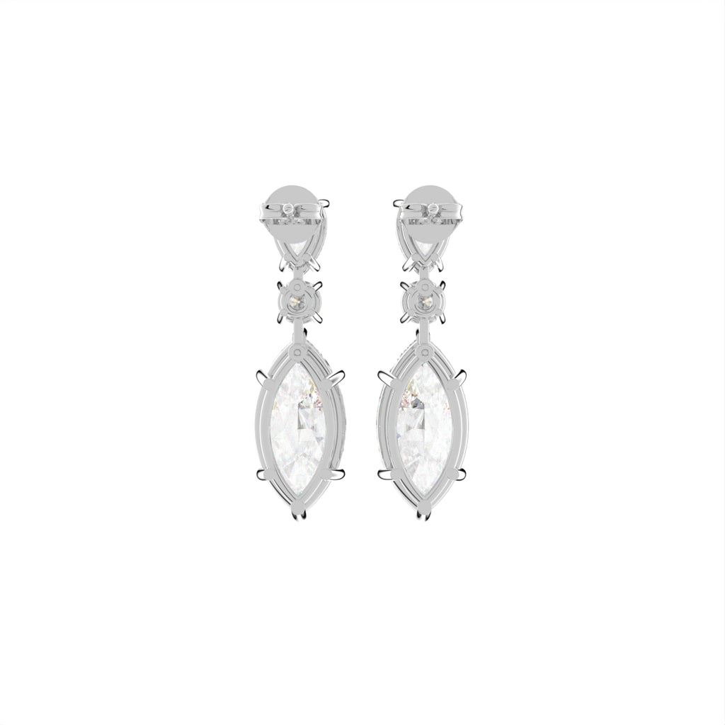 18K Three-Tier Diamond Drop Earrings — BACK