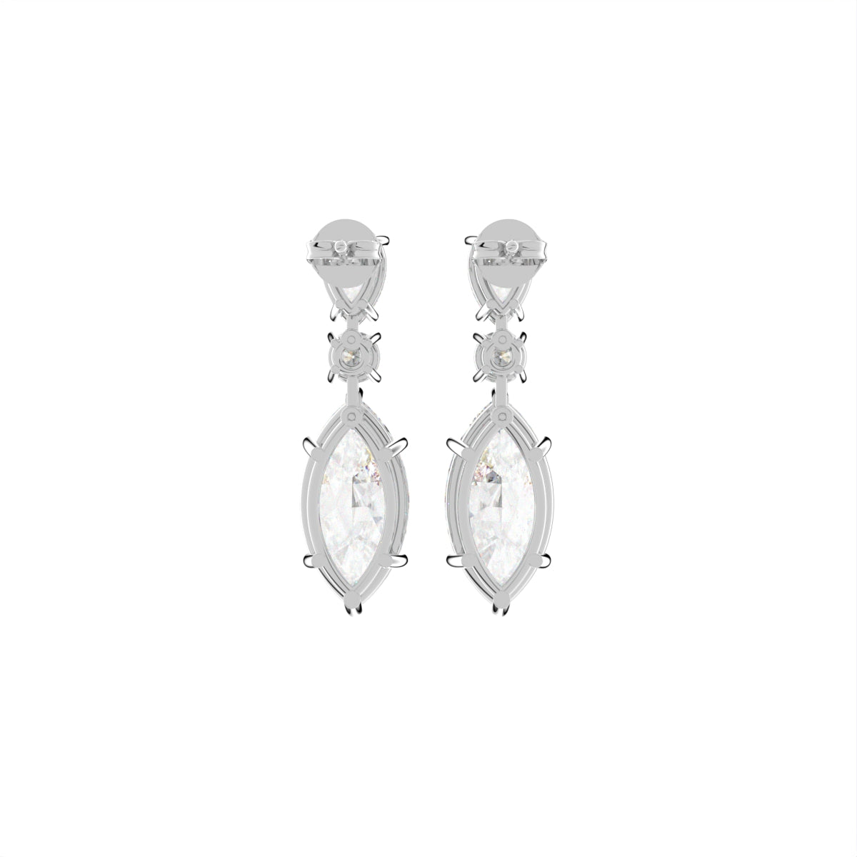 18K Three-Tier Diamond Drop Earrings — BACK