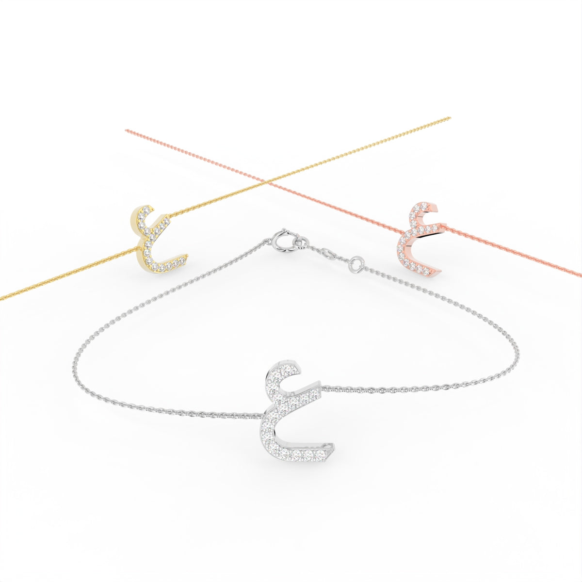18K Arabic Alphabet Diamond Bracelet — 3 COLOR