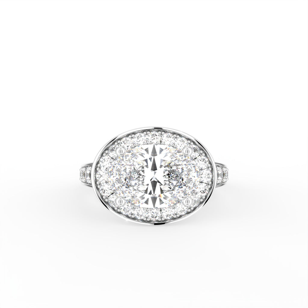 vimg:Z00226|18K Halo Oval Diamond Solitaire Ring — TOP