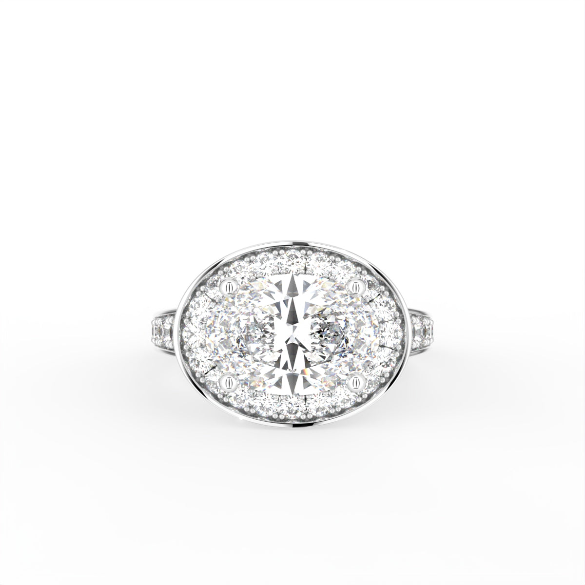 vimg:Z00226|18K Halo Oval Diamond Solitaire Ring — TOP