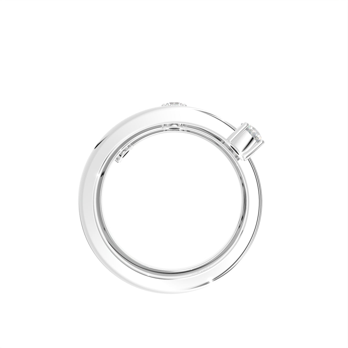 18K White Gold Bespoke Round Diamond Spiral Ring — FRONT