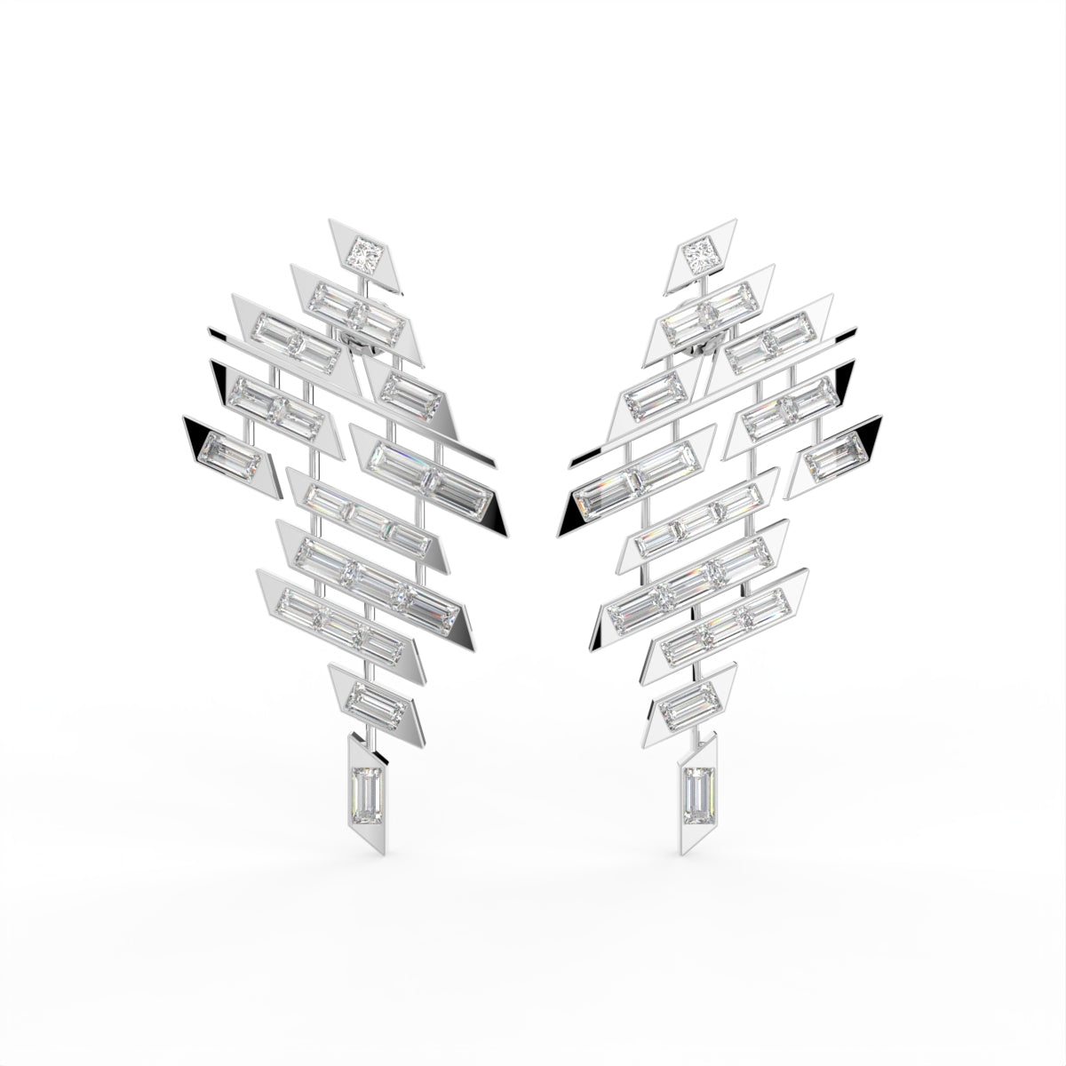 18K Geometric Drop Bespoke Diamond Earrings — TOP