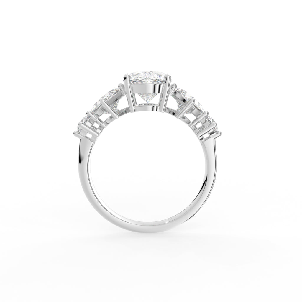 18K Solitaire Oval Diamond Engagement Ring — FRONT