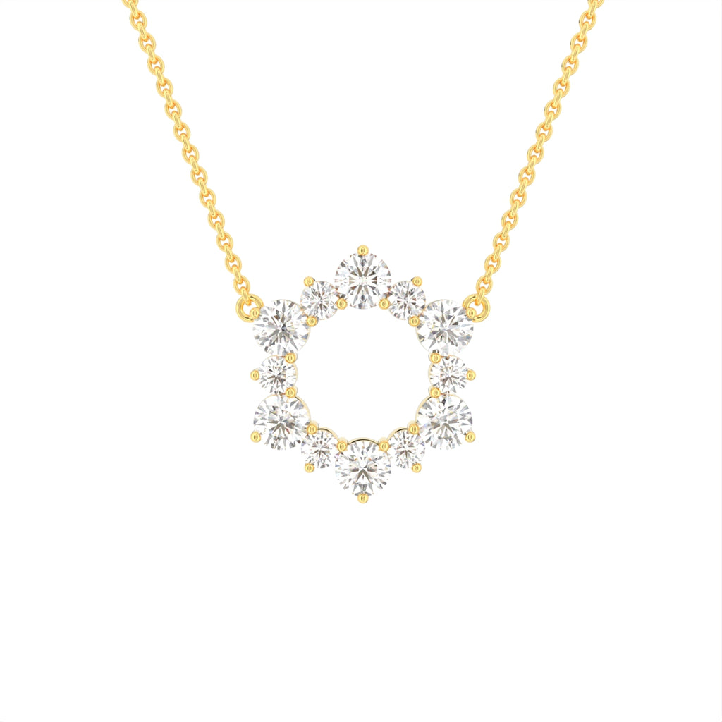 14K Yellow Gold Bespoke Round Diamond Pendant — FRONT