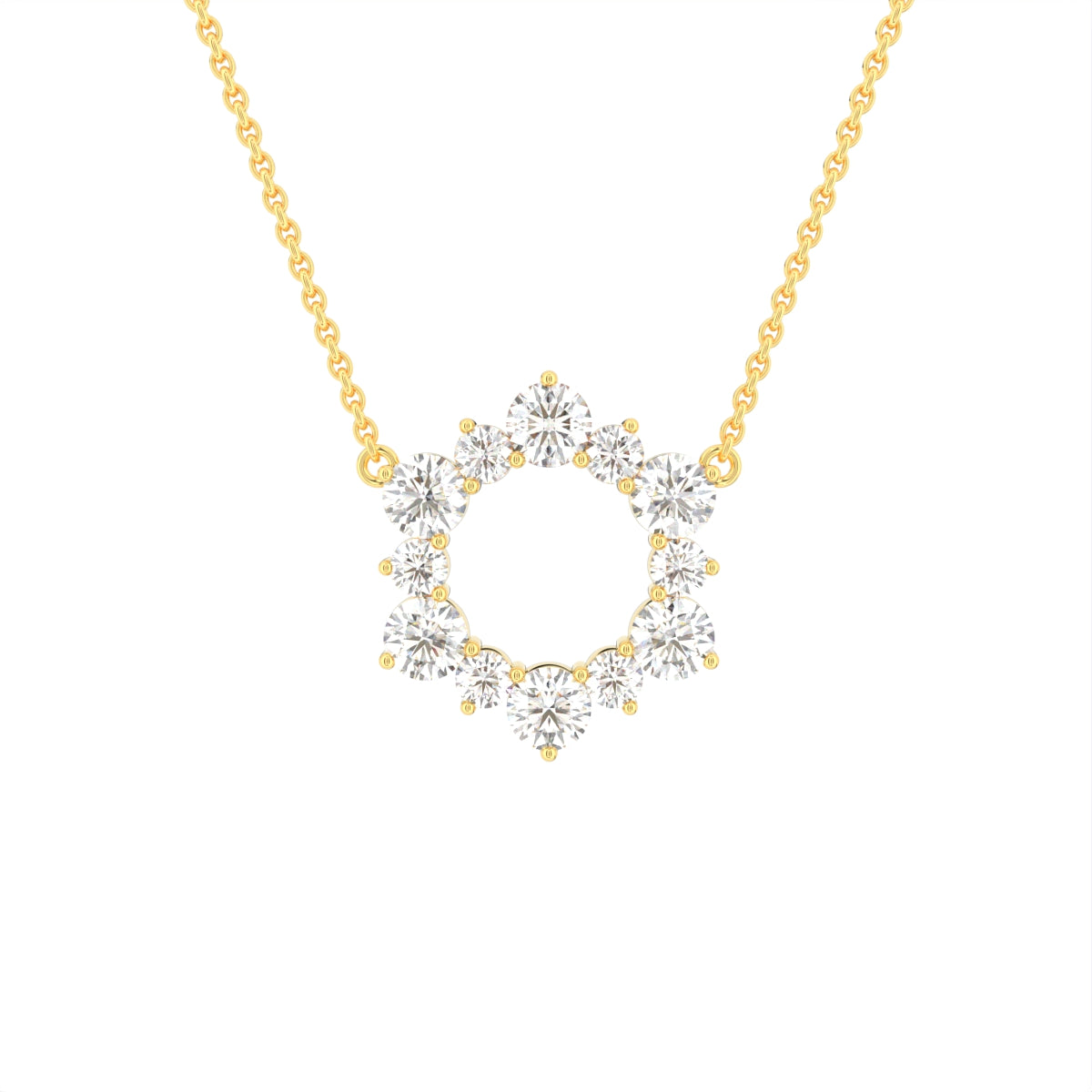 14K Yellow Gold Bespoke Round Diamond Pendant — FRONT